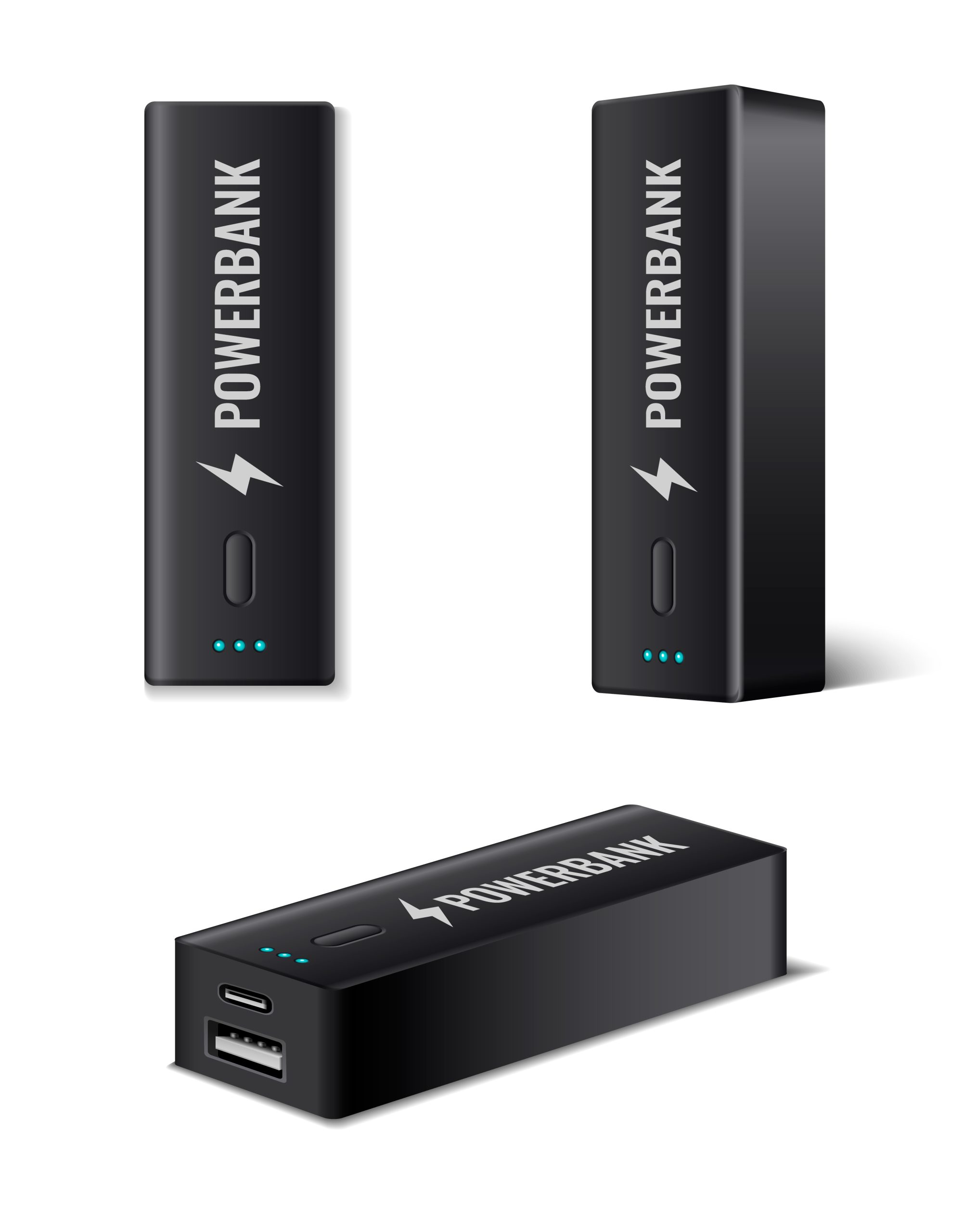 3 black portable charger